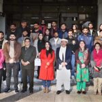 Managing Director Associated Press of Pakistan (APP), Muhammad Asim Khichi in a group photograph with students from the Gift University, Gujranwala during their visit to APP Headquarters