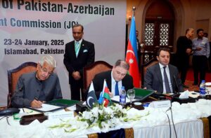 Minister for Defence Production, Khawaja Muhammad Asif, and Azerbaijan's Minister for Defence Industry, H.E. Vugar Mustafayev, co-chairing Pakistan-Azerbaijan 8th Joint Commission Meeting in federal capital.