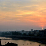 A view of the Sunrise of the New Year 2025 in the city