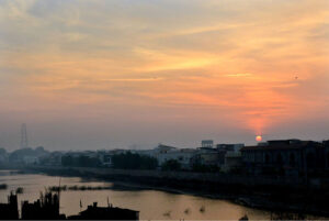 A view of the Sunrise of the New Year 2025 in the city