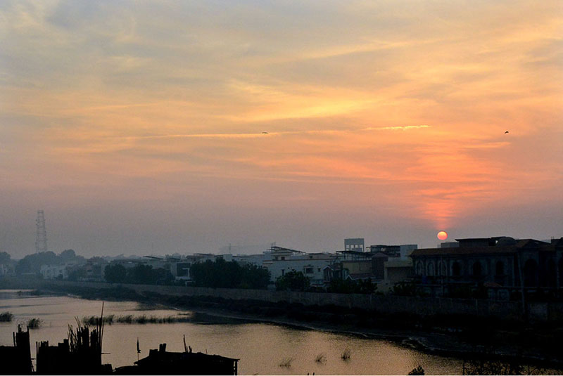 A view of the Sunrise of the New Year 2025 in the city