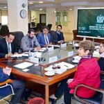 Federal Minister for Finance and Revenue Senator Muhammad Aurangzeb is called on by a delegation of Population Council, led by President Dr. Rana Hajjeh at the Finance Division