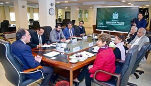 Federal Minister for Finance and Revenue Senator Muhammad Aurangzeb is called on by a delegation of Population Council, led by President Dr. Rana Hajjeh at the Finance Division