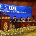 Chairman Senate of Pakistan, Syed Yousaf Raza Gillani addressing during degree awarding ceremony 2025 of Iqra University at Jinnah Convention center