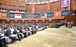 Prime Minister Muhammad Shehbaz Sharif addressing the inaugural session of the Commonwealth Asia Youth Alliance summit.