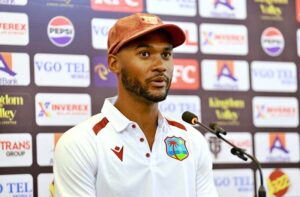 West Indies test cricket team captain Kraigg Brathwaite addressing a press conference prior to first Test cricket match between Pakistan and West Indies at Multan Cricket Stadium.