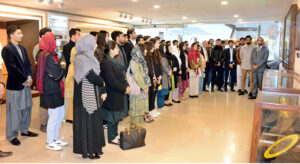 Students and faculty members of Quaid-I-Azam University, Islamabad visiting Senate Museum at Parliament House in federal capital