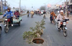 A view of open main hole in the middle of Satyana Road which could lead to any mishap needs special attention of the concerned authorities.
