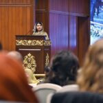 Nobel Peace Prize Laureate, Malala Yousafzai delivers the keynote lecture at the closing ceremony of the International Conference on Girls Education at Jinnah Convention Centre