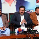 Governor KP Faisal Kareem Kundi addressing a press conference during his visit at Peshawar Club