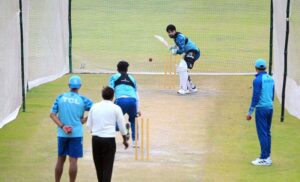 Pakistan cricket team players attends a practice session ahead of the second Test Cricket Match against West Indies at Multan Cricket Stadium.