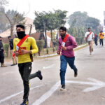 Candidates participate in a physical test, running 1.6 km within 7 minutes as part of the evaluation process