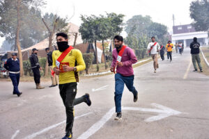 Candidates participate in a physical test, running 1.6 km within 7 minutes as part of the evaluation process
