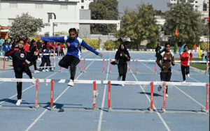 Girl students participating in the race competition during Sports Festival’25 at Public School Sports complex