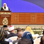 Secretary General of the Muslim World League, Sheikh Dr. Mohammed bin Abdulkarim al-Issa addresses the closing ceremony of the International Conference on Girls' Education at Jinnah Convention Centre