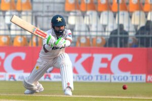 West Indies' Justin Greaves takes a catch to dismiss Pakistan's Saud Shakeel during the third day of the first Test cricket match between Pakistan and West Indies at the Multan Cricket Stadium