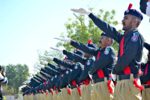 Pass out constables are showing their skills during the Passing out parade of recruit course batch 26th at police training center at Kohsar