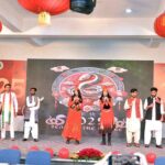 Students performing tableau on the stage during Chinese Spring Festival in connection with Chinese New Year 2025 at University Of Agriculture Faisalabad (UAF)
