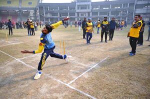 Famous cricketer Muhammad Yousaf taking trial of players during Peshawar Zalmi Talent Hunt & trials 2025 at Arbab Niaz Stadium