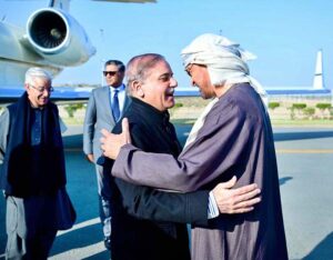 Prime Minister Muhammad Shehbaz Sharif meets the President of U.A.E., His Highness Sheikh Mohammad bin Zayed Al Nahyan.