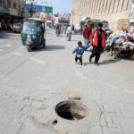A view of open the main hole at station road need the attention of concerned authorities