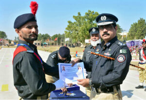 Pass out constables are showing their skills during the Passing out parade of recruit course batch 26th at police training center at Kohsar