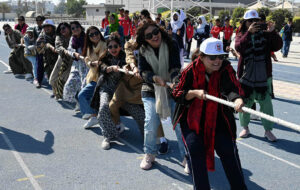 Girl students participating in the race competition during Sports Festival’25 at Public School Sports complex