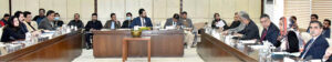 Senator Agha Shahzaib Durrani, chairman senate functional committee on problems of less developed areas presiding over a meeting of the committee at Parliament House.