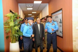 President Asif Ali Zardari being briefed about the National Aerospace Science and Technology Park (NASTP), during his visit to NASTP