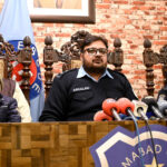 SSP Operations Muhammad Arsalan Shahzeb addressing a press conference at at Rescue 15