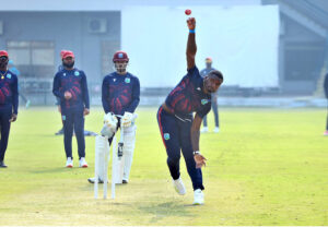 West Indies's players attend a practice session ahead of the first Test Cricket Match against Pakistan at Multan Cricket Stadium