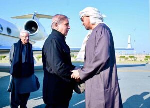 Prime Minister Muhammad Shehbaz Sharif meets the President of U.A.E., His Highness Sheikh Mohammad bin Zayed Al Nahyan.