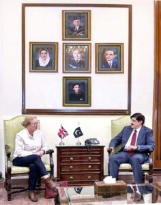 Sindh Chief Minister Syed Murad Ali Shah bids farewell to British Deputy High Commissioner Ms. Sarah Mooney at CM House.