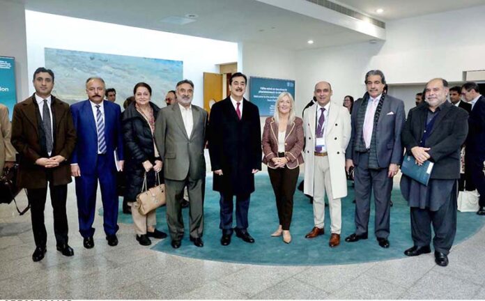 Parliamentary delegation from Pakistan led by Chairman Senate, Syed Yousaf Raza Gilani in a group photo with newly elected Speaker of Irish Parliament, TD Verona Murphy