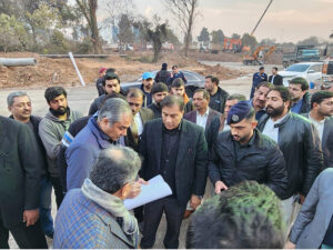 Federal Minister for Interior Mohsin Naqvi visiting Serena Chowk Interchange Project