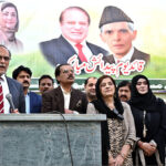 Federal Minister for Planning, Development and Special Initiatives, and Secretary General of the Pakistan Muslim League (N) Prof Ahsan Iqbal addressing to Party workers at Pakistan Muslim League House