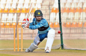 Pakistan player attend a practice session ahead of the first Test Cricket Match against West Indies at Multan Cricket Stadium