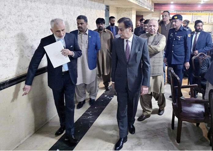 Speaker National Assembly Sardar Ayaz Sadiq visits Parliament House Cafeteria to inspect cleanliness and quality of food. Secretary General National Assembly and other senior officers of National Assembly Secretariat are also present on the occasion