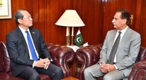 Ambassador of Japan Mr. Akamatsu Suichi called on Speaker National Assembly Sardar Ayaz Sadiq at Parliament House.