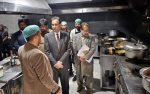 Speaker National Assembly Sardar Ayaz Sadiq visits Parliament House Cafeteria to inspect cleanliness and quality of food. Secretary General National Assembly and other senior officers of National Assembly Secretariat are also present on the occasion