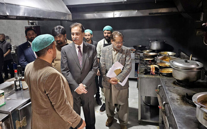 Speaker National Assembly Sardar Ayaz Sadiq visits Parliament House Cafeteria to inspect cleanliness and quality of food. Secretary General National Assembly and other senior officers of National Assembly Secretariat are also present on the occasion