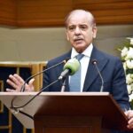 Prime Minister Muhammad Shehbaz Sharif addresses a ceremony organized to celebrate Pakistan Stock Exchange's achievement of being the world's second best performing stock exchange in 2024