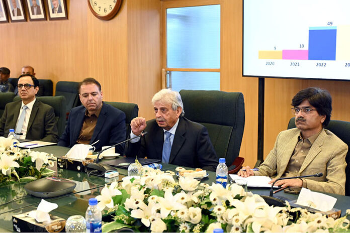 Federal Minister for National Food Security &Research Mr. Rana Tanveer Hussain Chairing a meeting with Rice Exporters Association of Pakistan (REAP) at TDAP office
