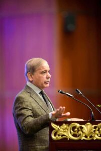 Prime Minister Muhammad Shehbaz Sharif addresses the Commonwealth Asia Youth Alliance Conference.