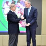 Vice President World Bank for South Asia, Martin Raiser, presenting a copy of booklet of World Bank's Country Partnership Framework for Pakistan to Prime Minister Muhammad Shehbaz Sharif at a ceremony