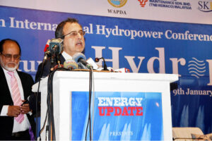 Federal Minister for Power Sardar Awais Ahmed Khan Leghari addresses the 4th International Hydropower Conference