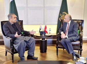 Federal Minister for Interior Mohsin Naqvi in a meeting with Representative of the Agha Khan Development Network Mahmoud Eboo.