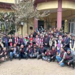 A group photo of newly elected office bearers of Rawalpindi Islamabad Photojournalist Association with President Sajjad Haider after winning annual election