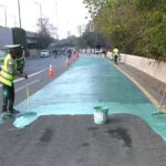 A green lane is being prepared for motorcyclists on Ferozepur Road