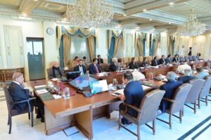 Prime Minister Muhammad Shehbaz Sharif chairs a review meeting regarding steps to curb human trafficking in Pakistan.